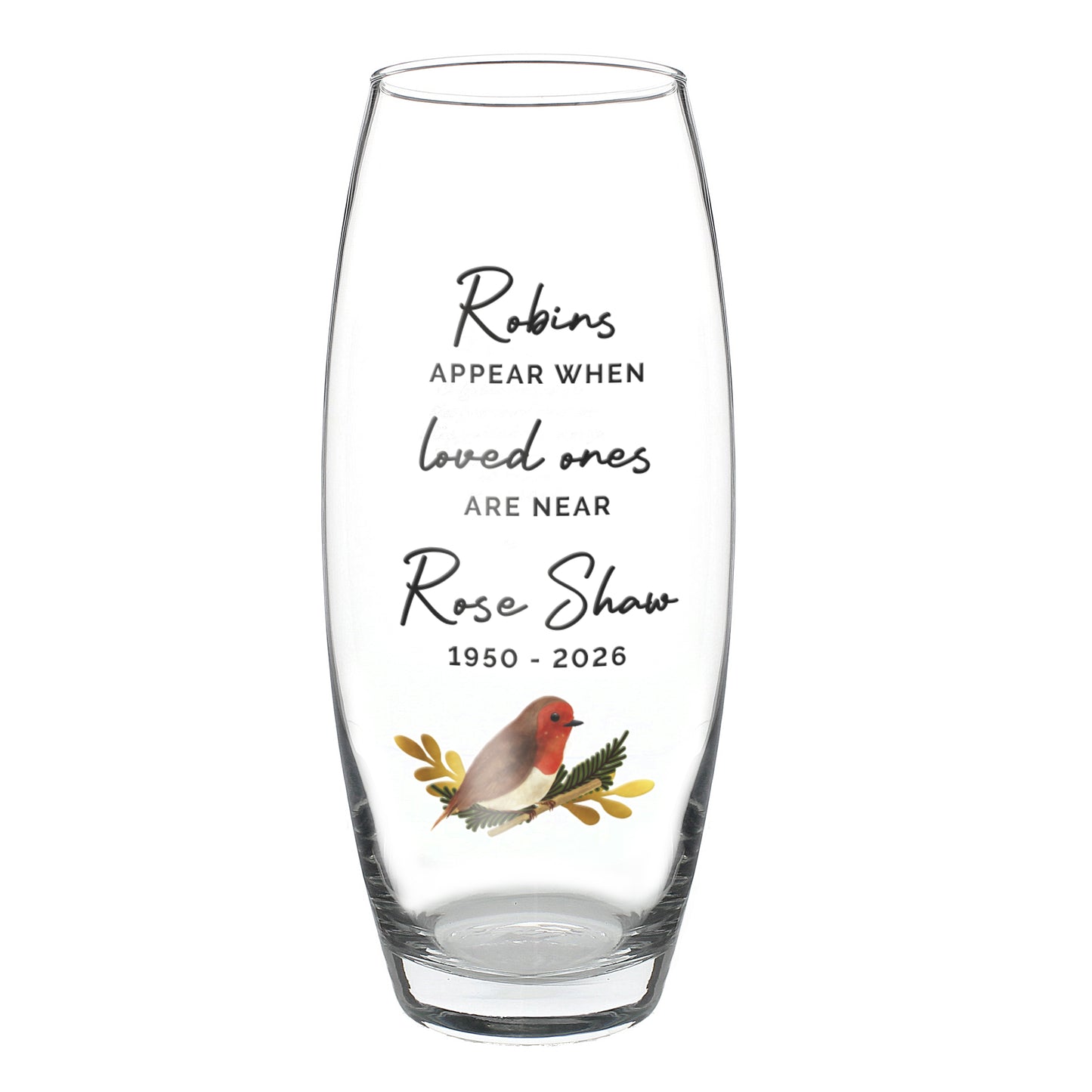 Personalised Robins Appear Bullet Vase - image 5