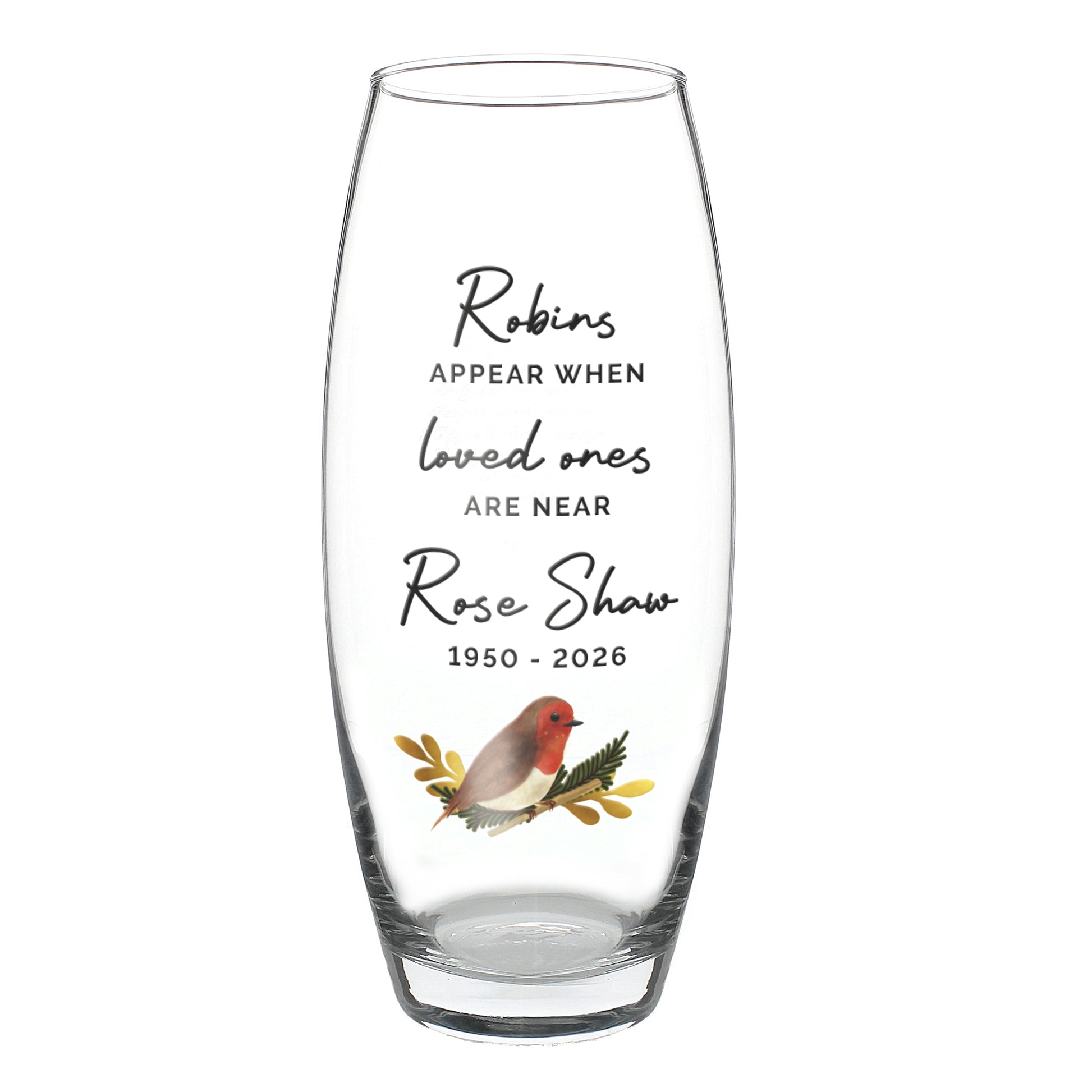 Personalised Robins Appear Bullet Vase - image 5