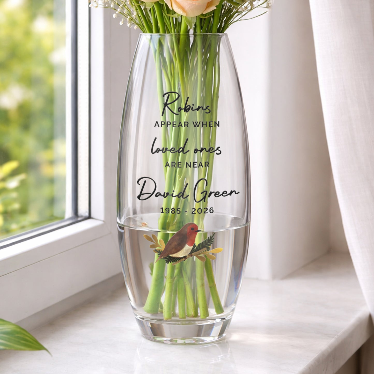 Personalised Robins Appear Bullet Vase - image 6