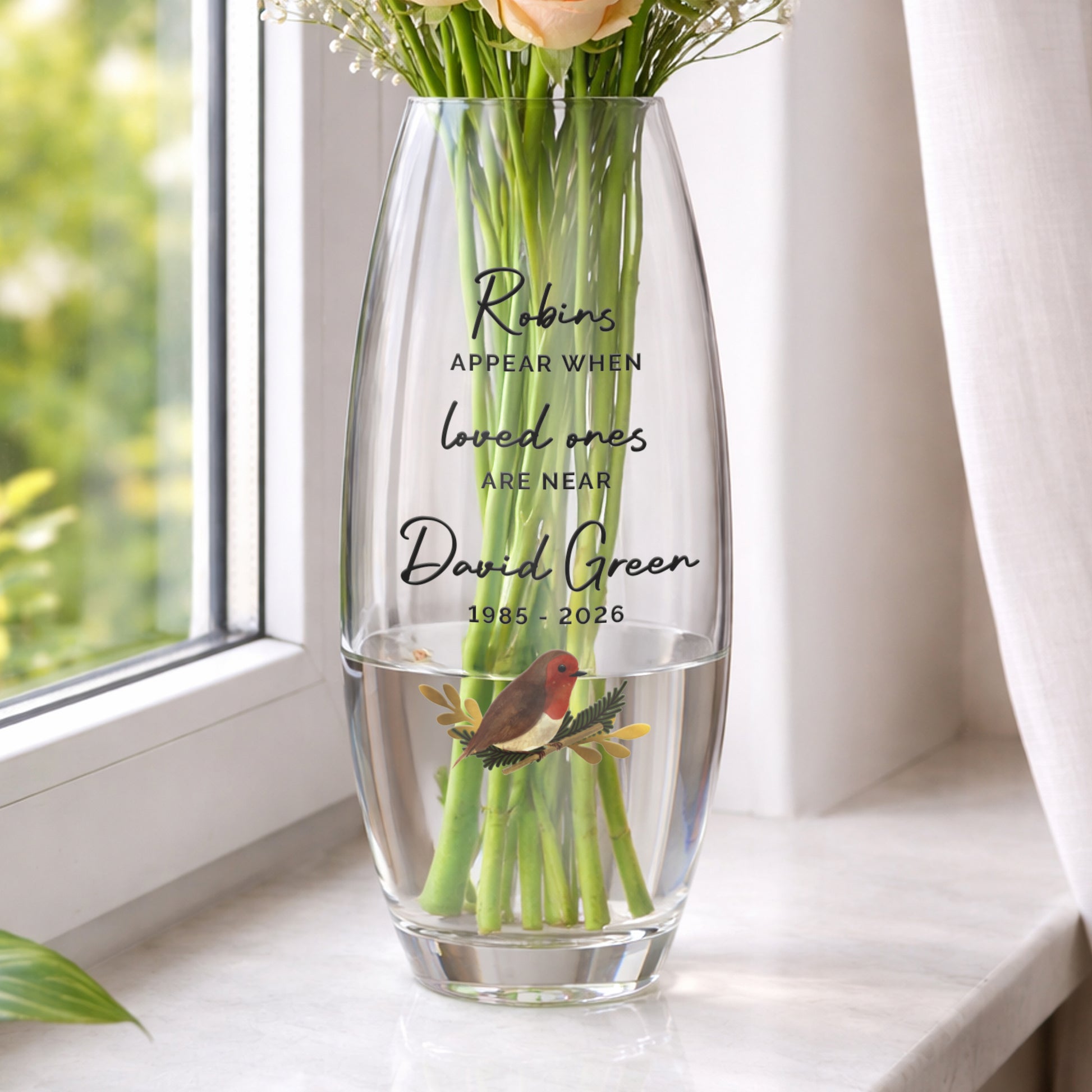 Personalised Robins Appear Bullet Vase - image 6