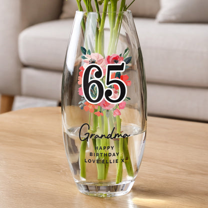 Personalised Floral Big Age Bullet Vase from Heartfelt Gifts