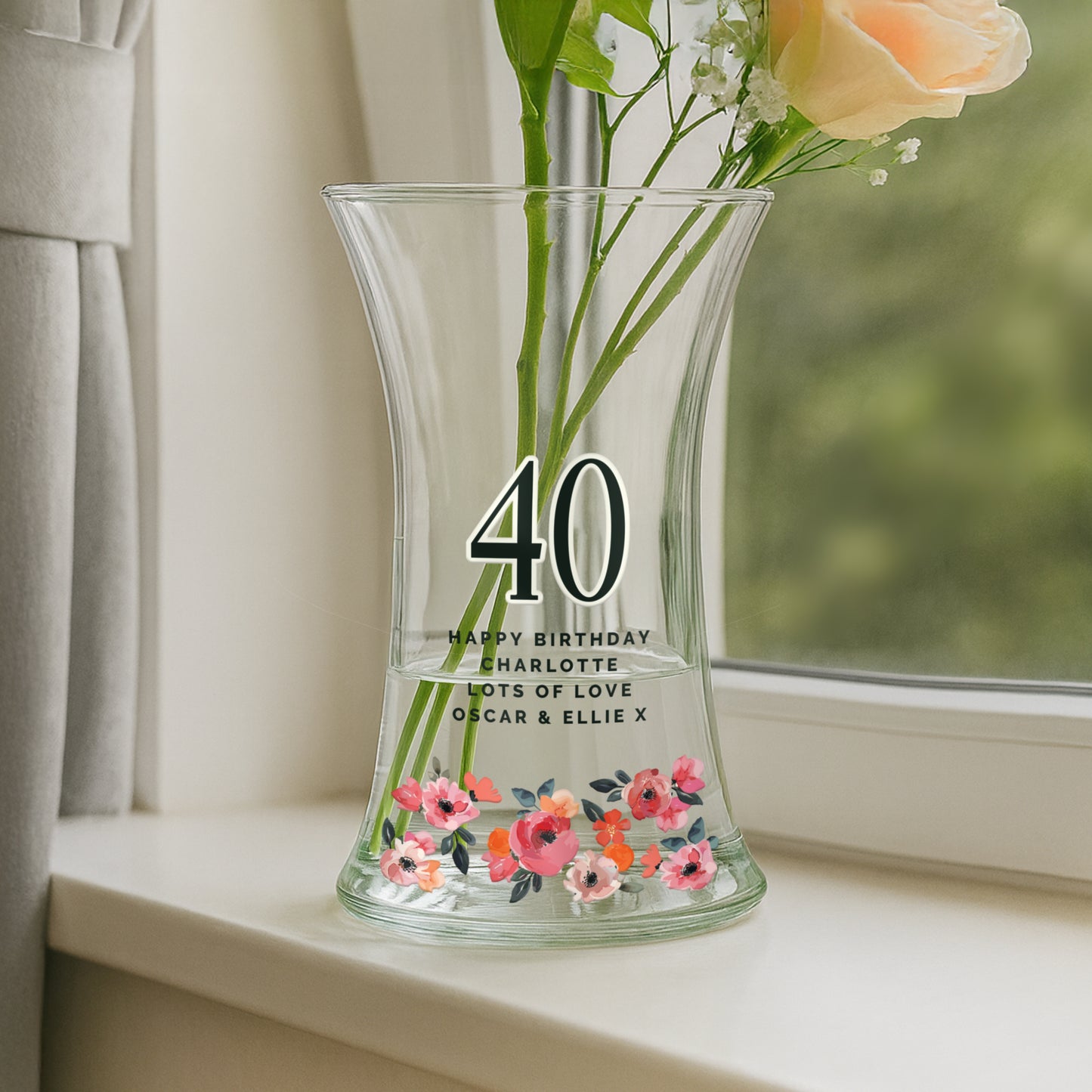 Personalised Floral Big Age Waisted Vase - image 2