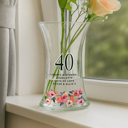Personalised Floral Big Age Waisted Vase - image 2