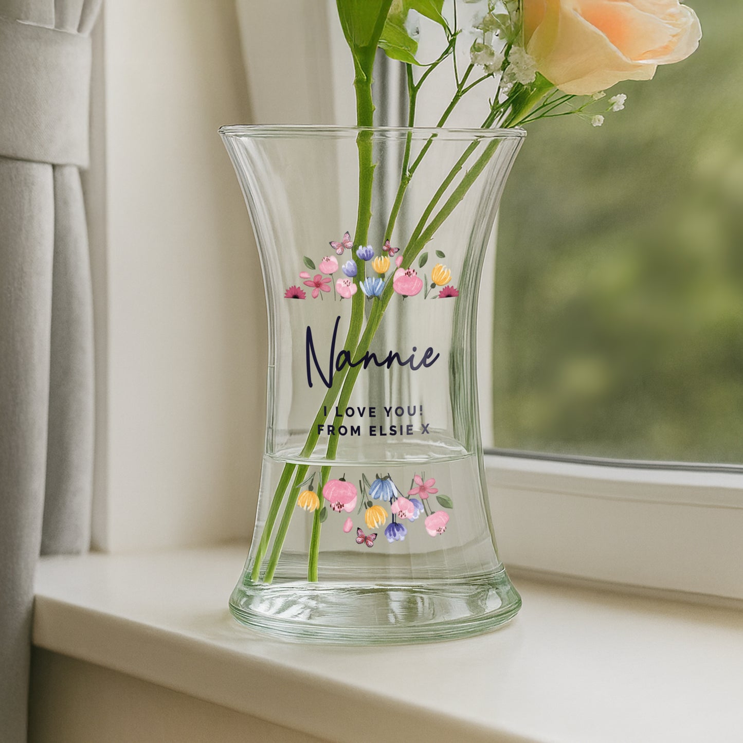 Personalised Bright Floral Waisted Vase from Heartfelt Gifts