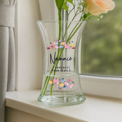 Personalised Bright Floral Waisted Vase from Heartfelt Gifts