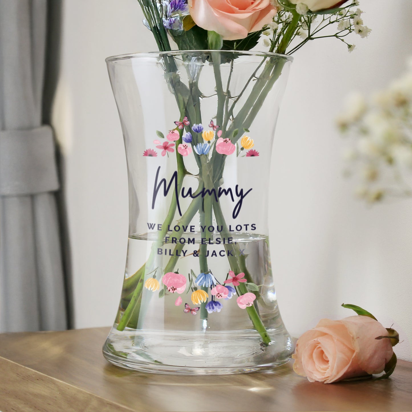 Personalised Bright Floral Waisted Vase - image 2