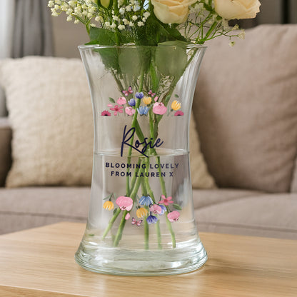 Personalised Bright Floral Waisted Vase - image 3