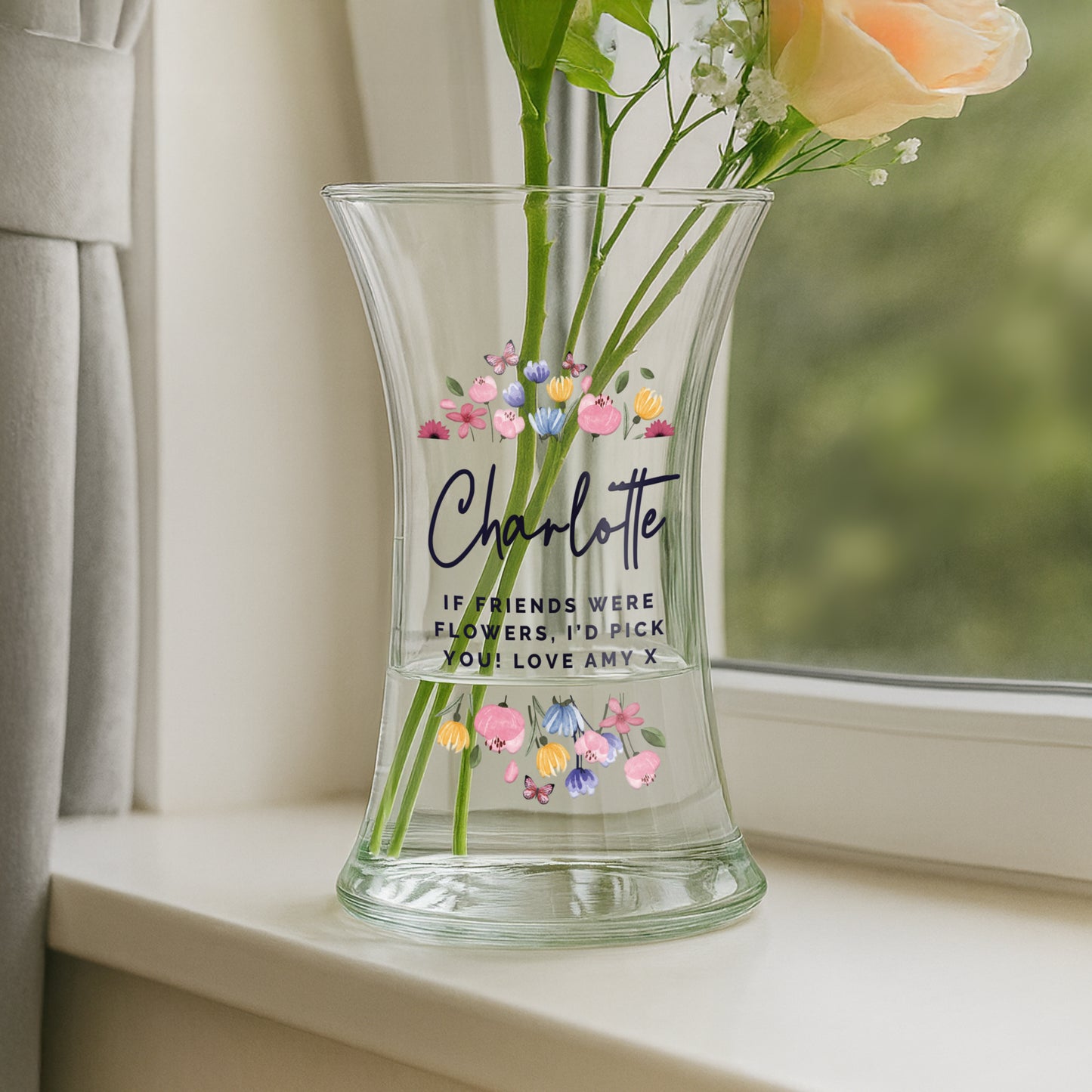 Personalised Bright Floral Waisted Vase - image 4