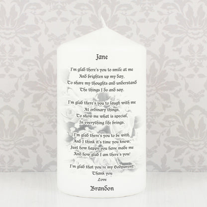 Personalised Godparent Pillar Candle from Heartfelt Gifts