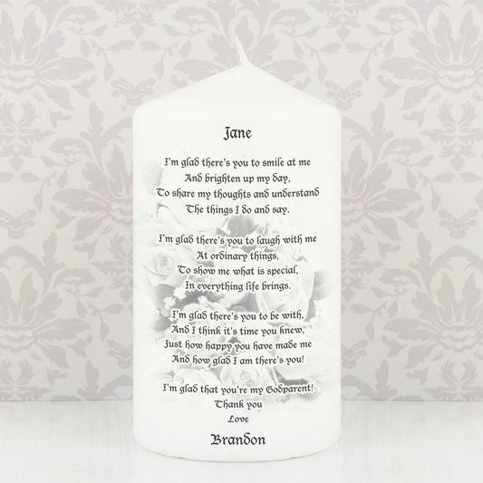 Personalised Godparent Pillar Candle from Heartfelt Gifts