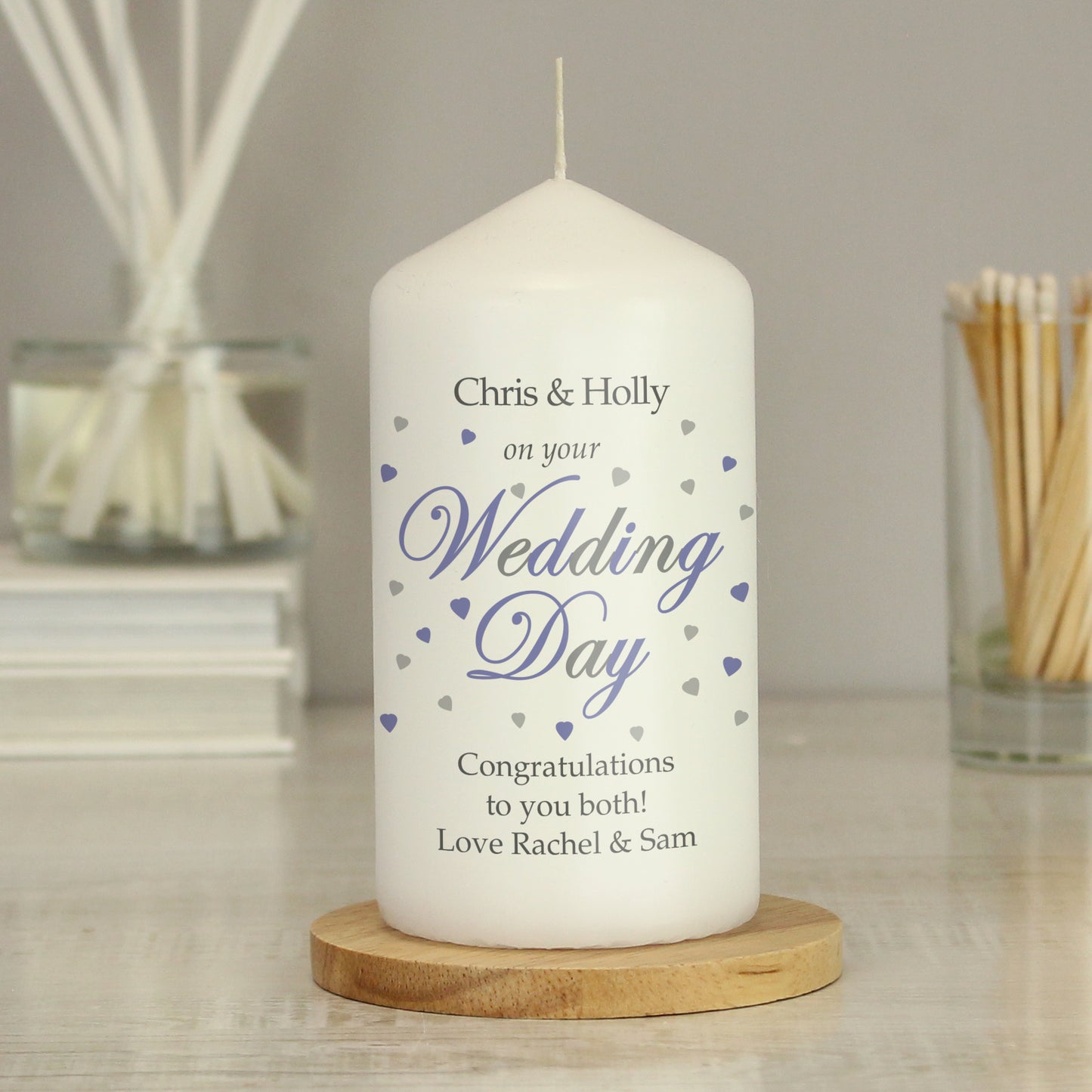 Personalised Wedding Day Pillar Candle - image 3