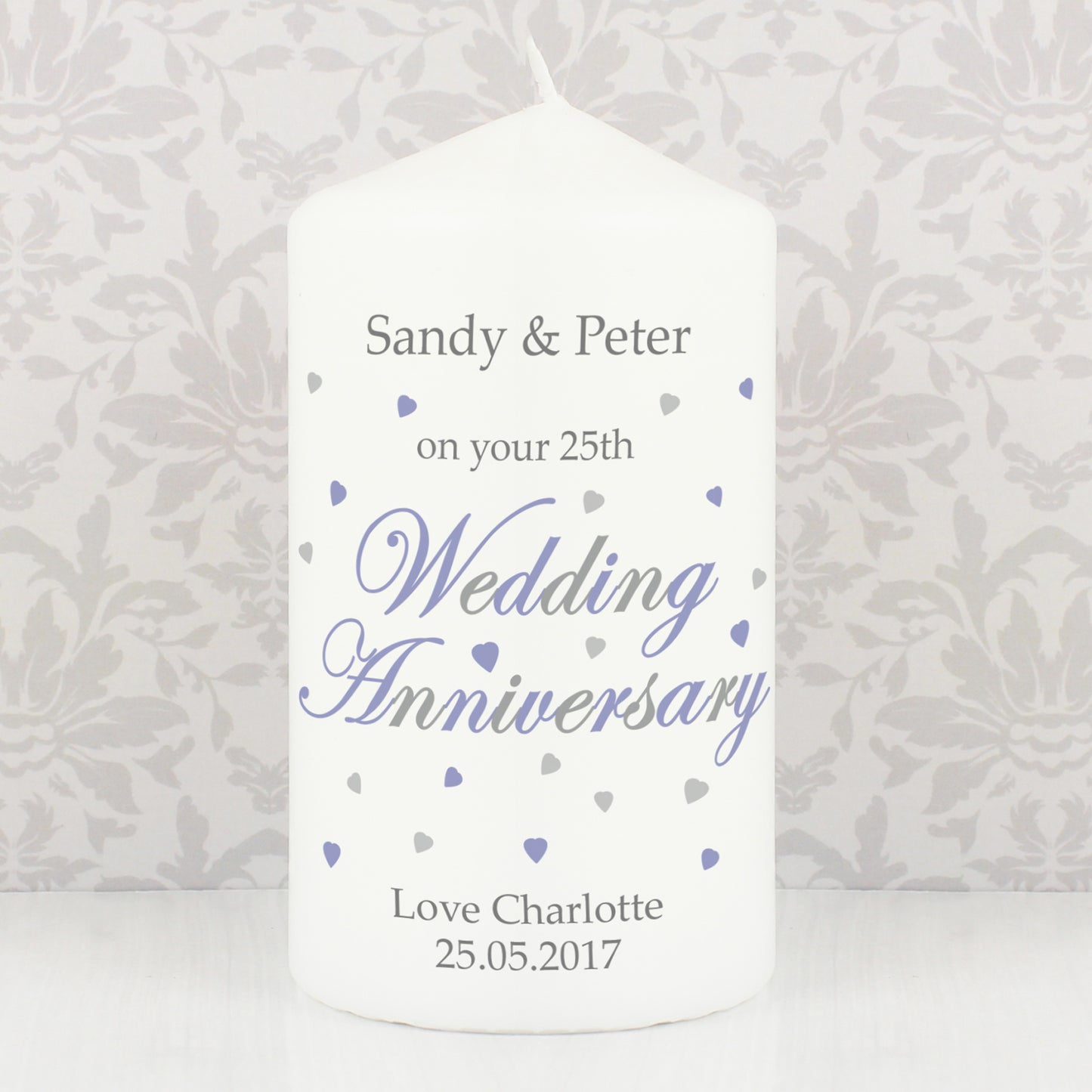 Personalised Anniversary Pillar Candle from Heartfelt Gifts