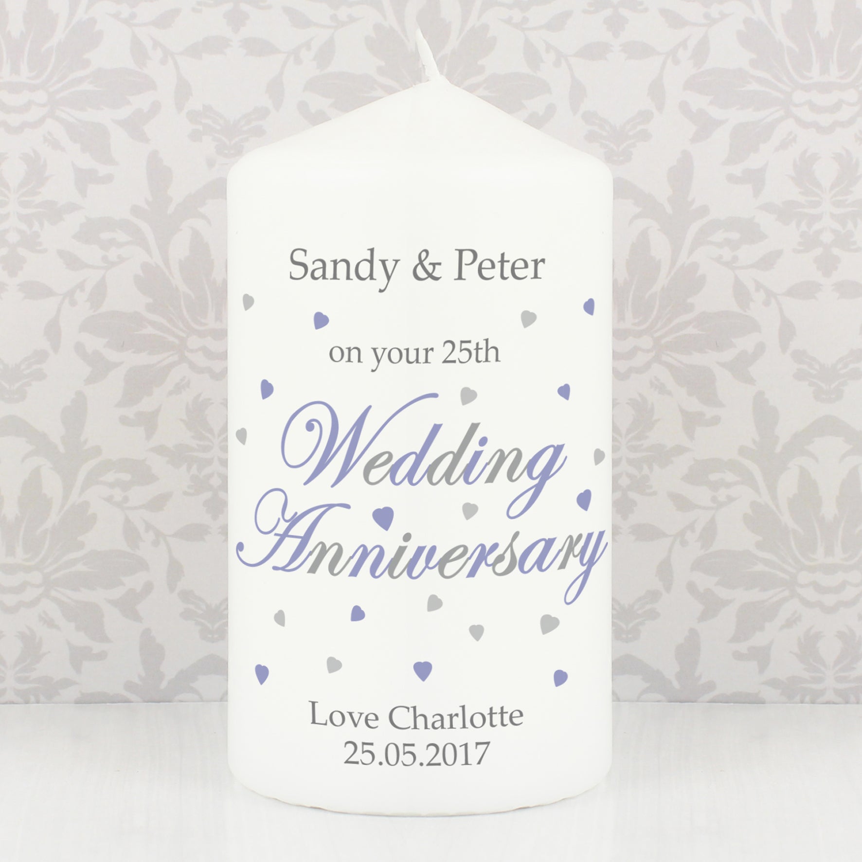 Personalised Anniversary Pillar Candle from Heartfelt Gifts