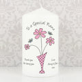 Personalised Flower in Vase Message Pillar Candle from Heartfelt Gifts