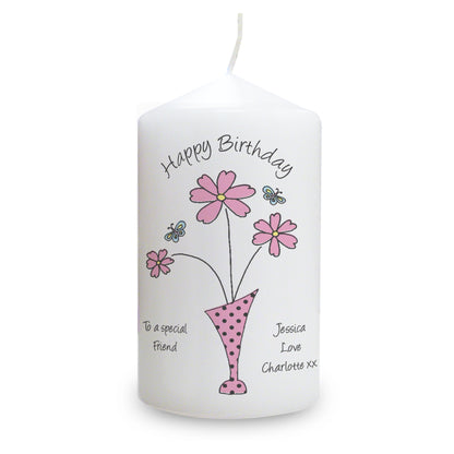 Personalised Flower in Vase Message Pillar Candle - image 2