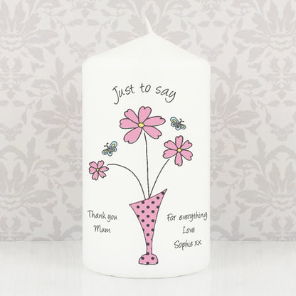Personalised Flower in Vase Message Pillar Candle - image 3