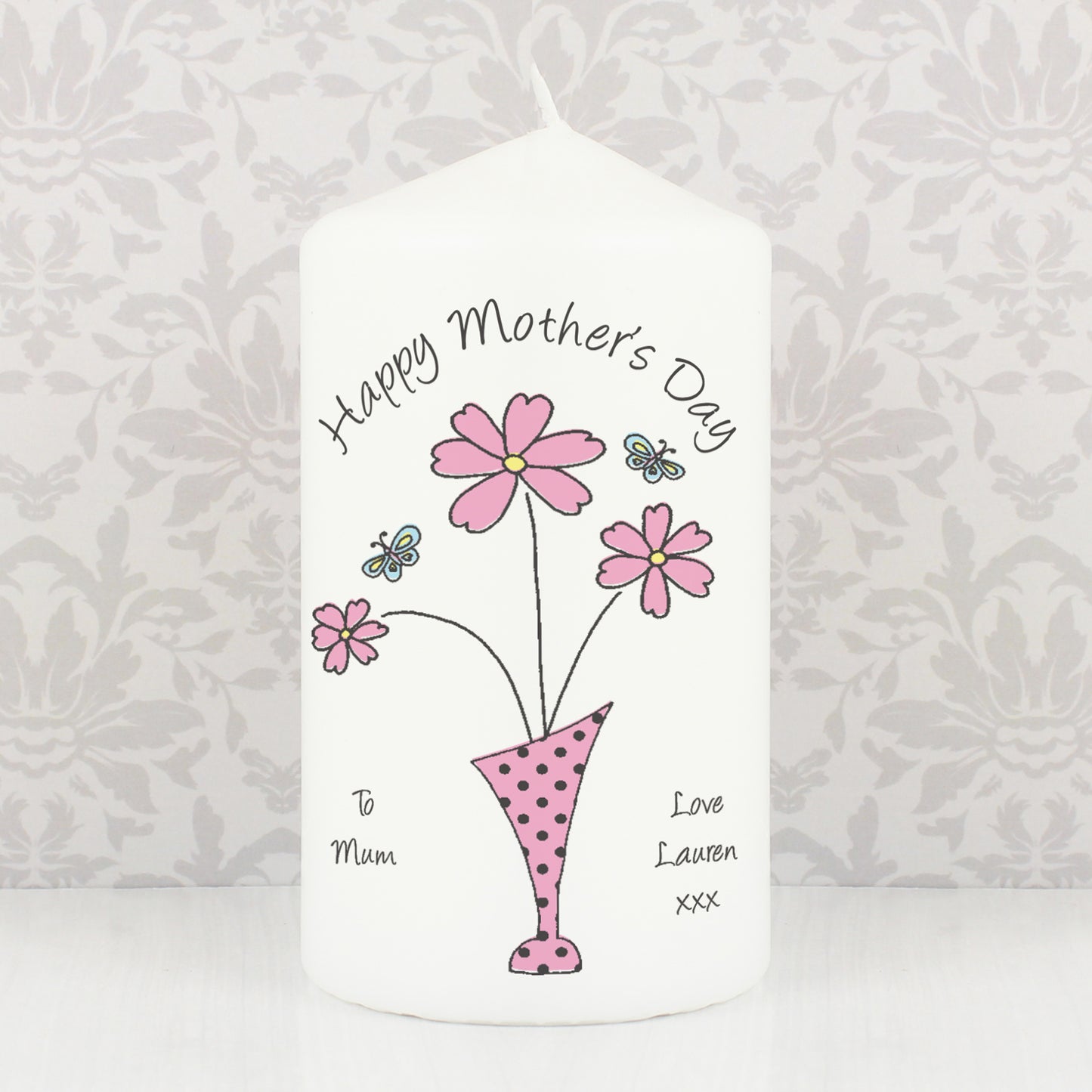 Personalised Flower in Vase Message Pillar Candle - image 5