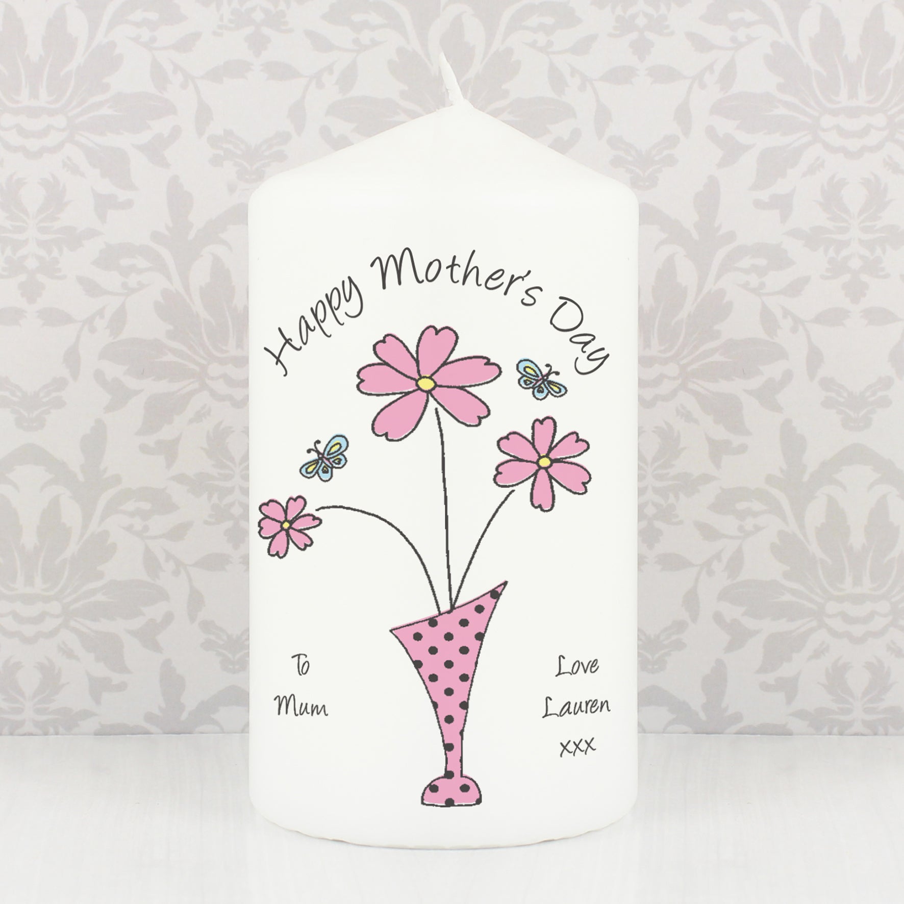 Personalised Flower in Vase Message Pillar Candle - image 5