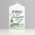 Personalised Blue Church Pillar Candle from Heartfelt Gifts