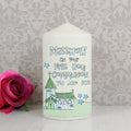 Personalised Whimsical Church Blue 1st Holy Communion Pillar Candle from Heartfelt Gifts