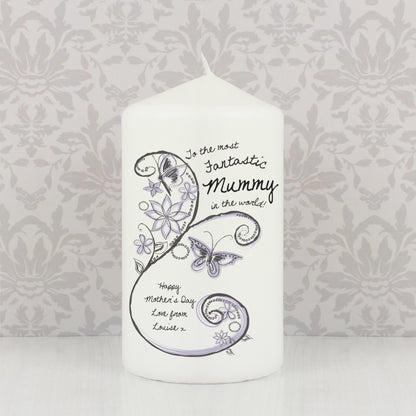 Personalised Flower Pattern Pillar Candle from Heartfelt Gifts