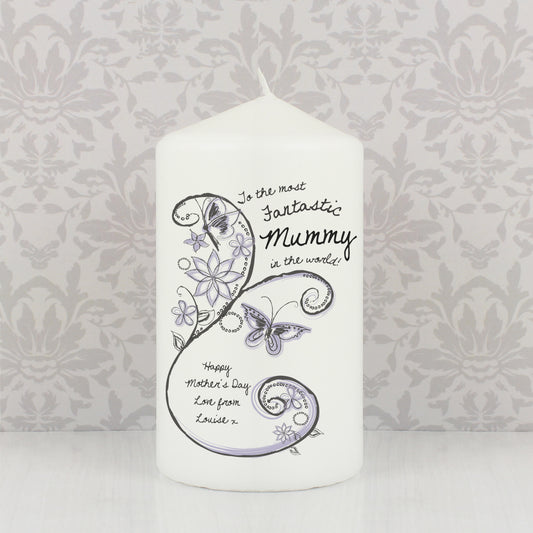 Personalised Flower Pattern Pillar Candle from Heartfelt Gifts