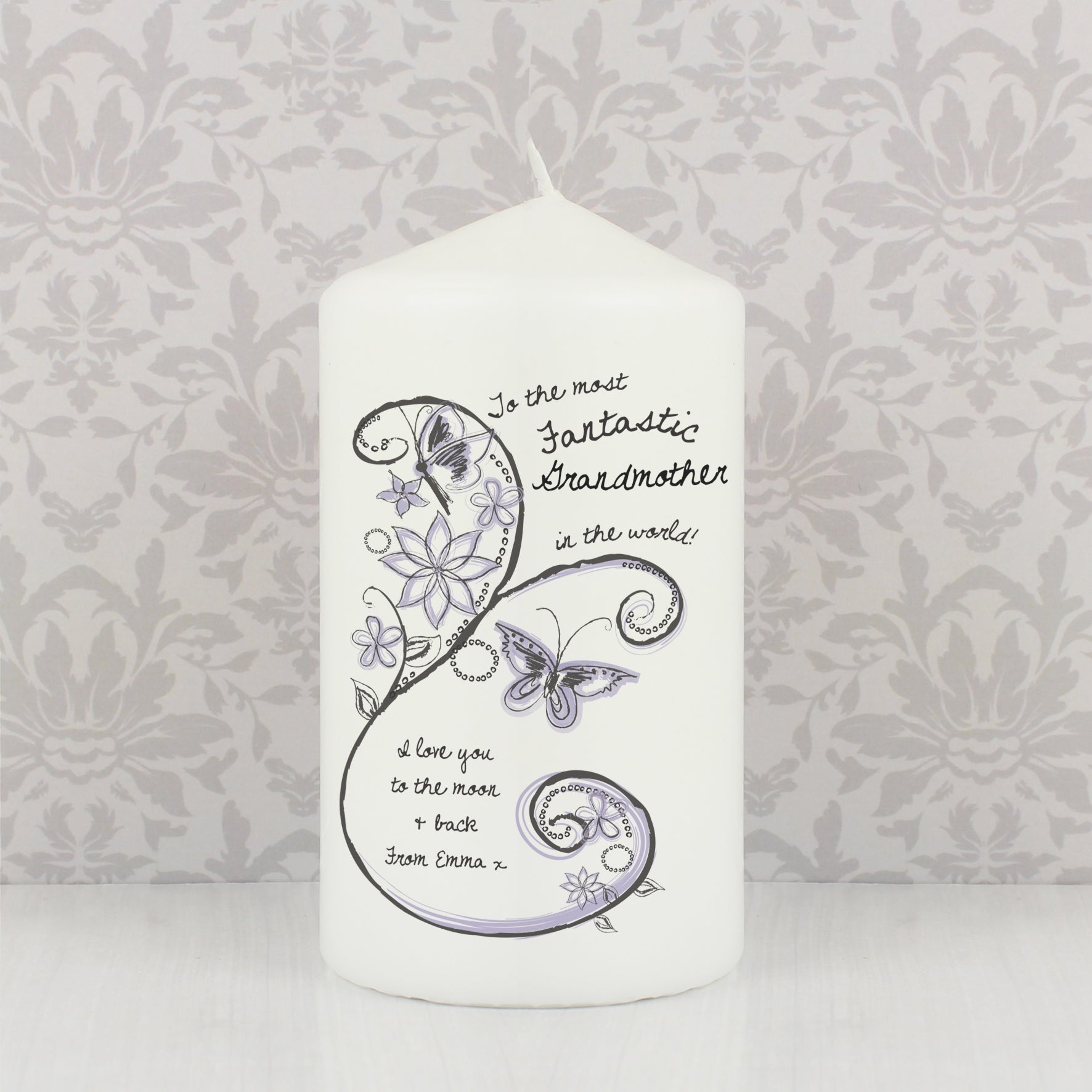 Personalised Flower Pattern Pillar Candle - image 3