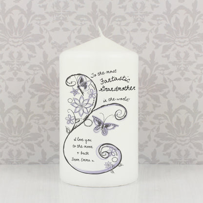 Personalised Flower Pattern Pillar Candle - image 3