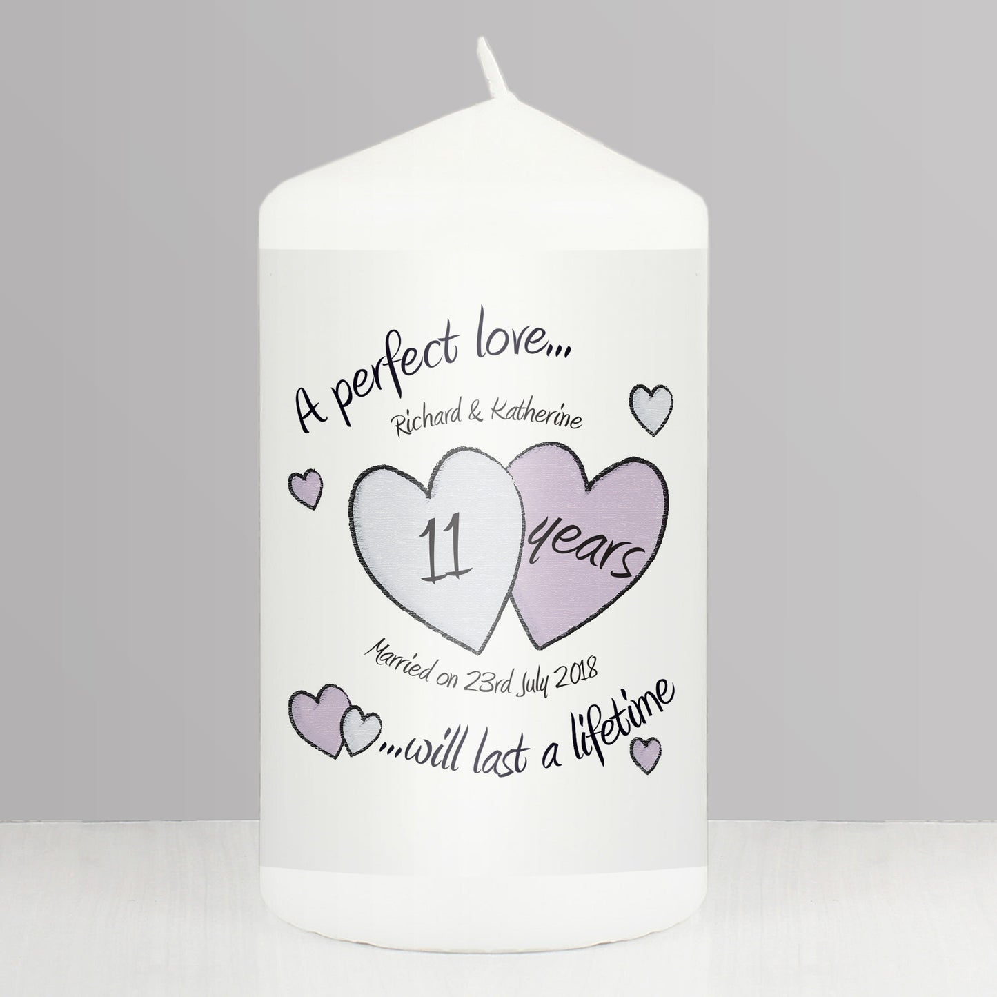 Personalised A Perfect Love Anniversary Pillar Candle from Heartfelt Gifts