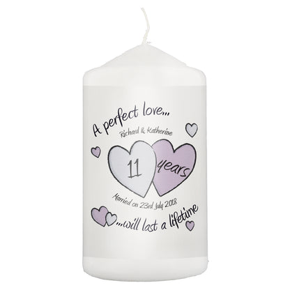 Personalised A Perfect Love Anniversary Pillar Candle - image 2