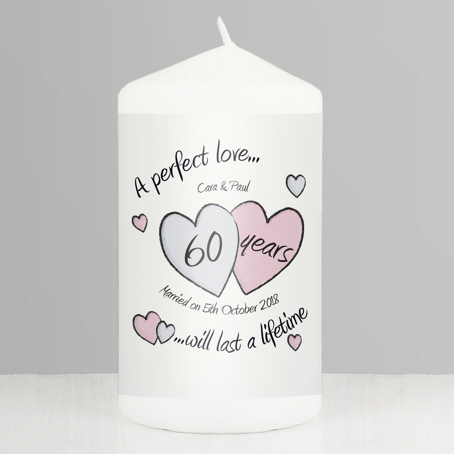 Personalised A Perfect Love Diamond Anniversary Pillar Candle from Heartfelt Gifts
