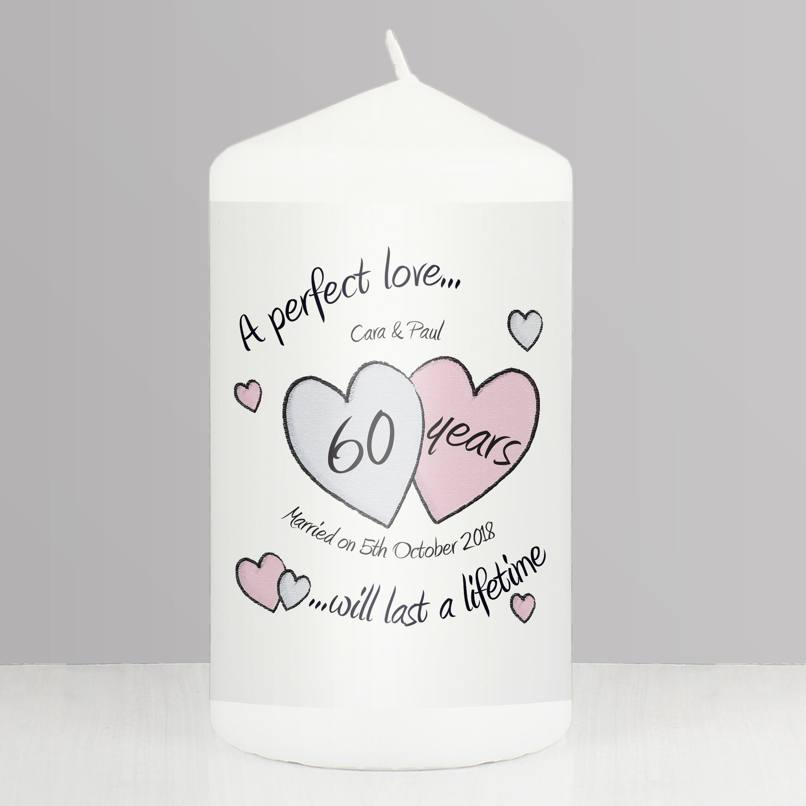 Personalised A Perfect Love Diamond Anniversary Pillar Candle from Heartfelt Gifts