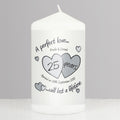 Personalised A Perfect Love Silver Anniversary Pillar Candle from Heartfelt Gifts