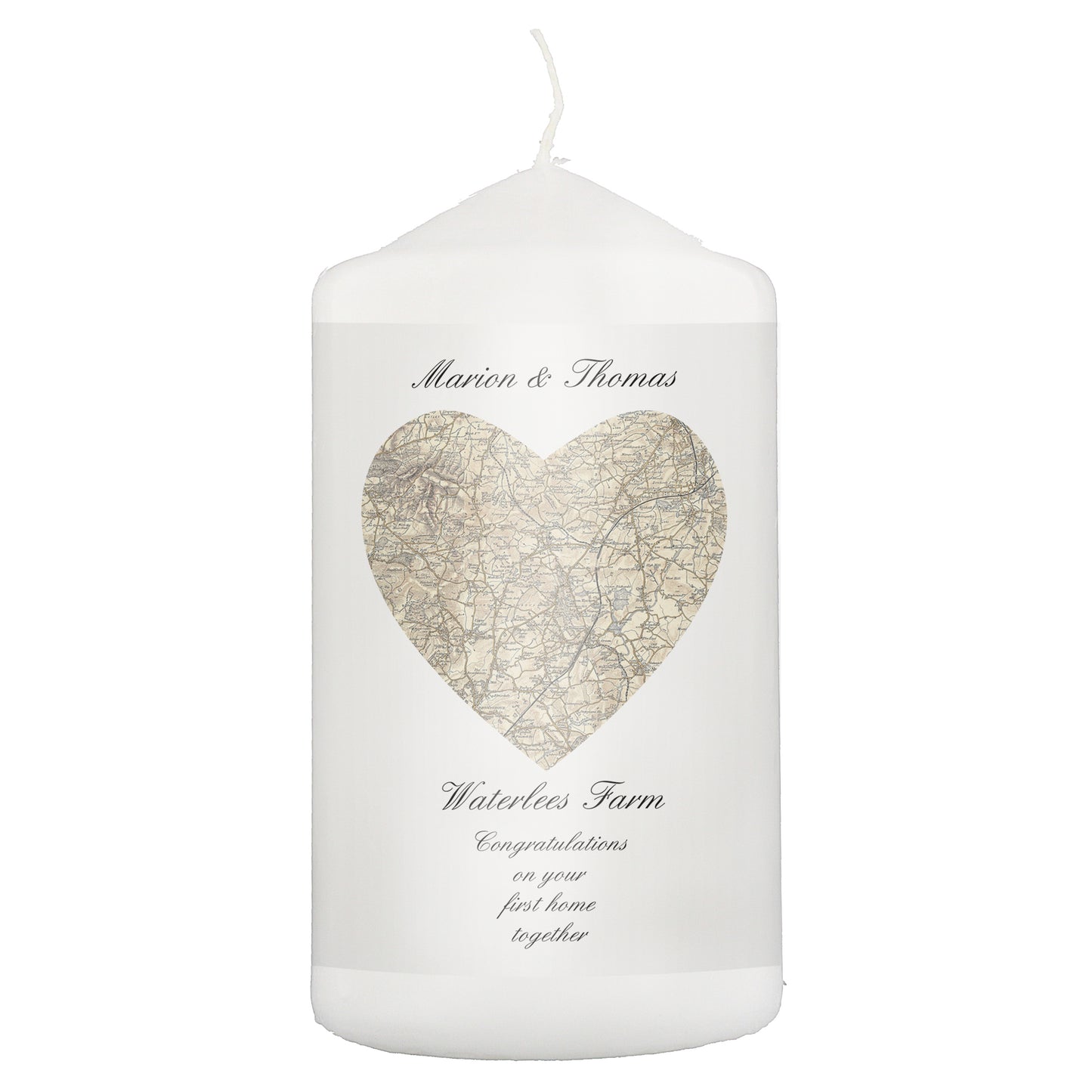 Personalised 1896 - 1904 Revised New Heart Map Pillar Candle - image 2
