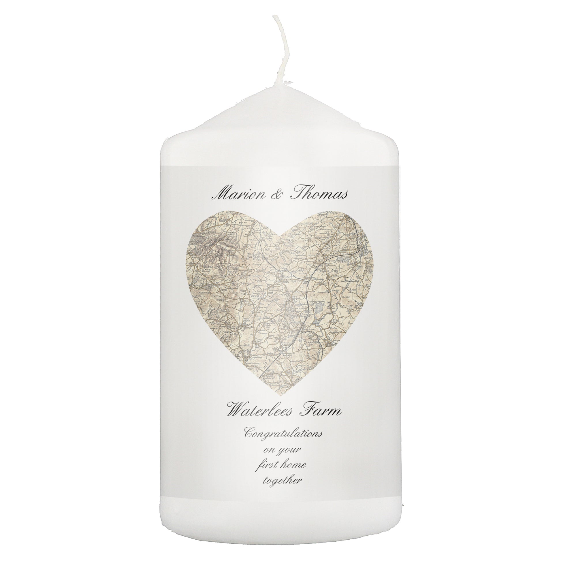 Personalised 1896 - 1904 Revised New Heart Map Pillar Candle - image 2