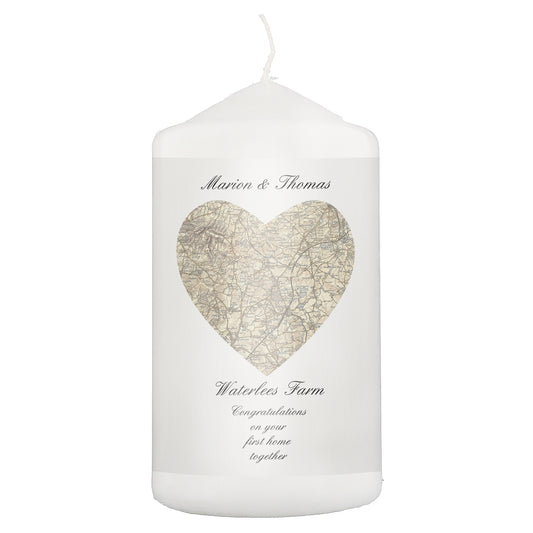 Personalised 1896 - 1904 Revised New Heart Map Pillar Candle - image 2
