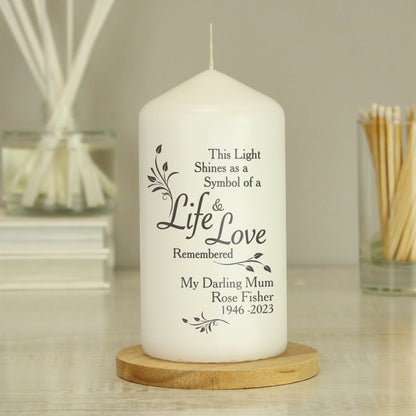 Personalised Life & Love Pillar Candle from Heartfelt Gifts