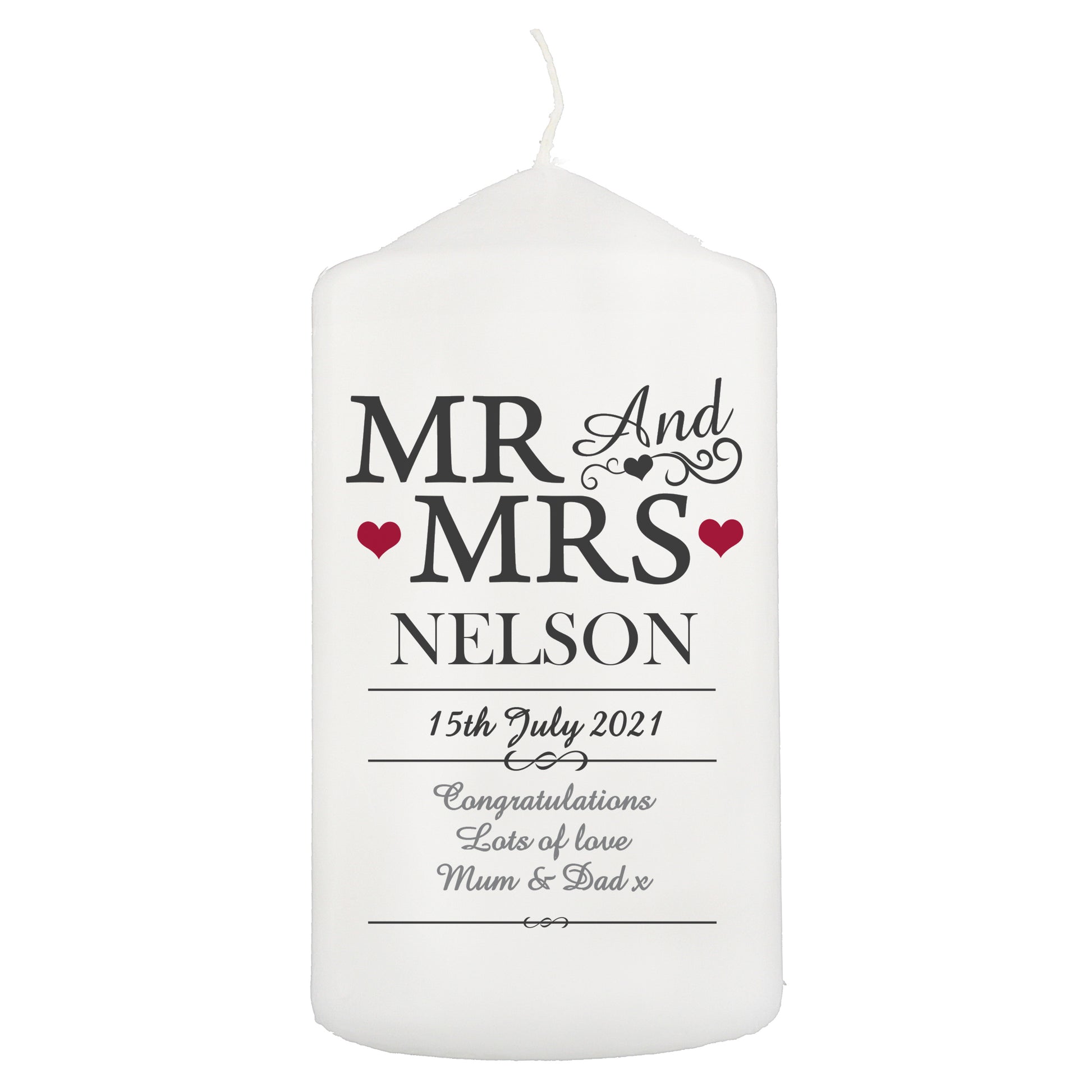 Personalised Mr & Mrs Pillar Candle - image 2