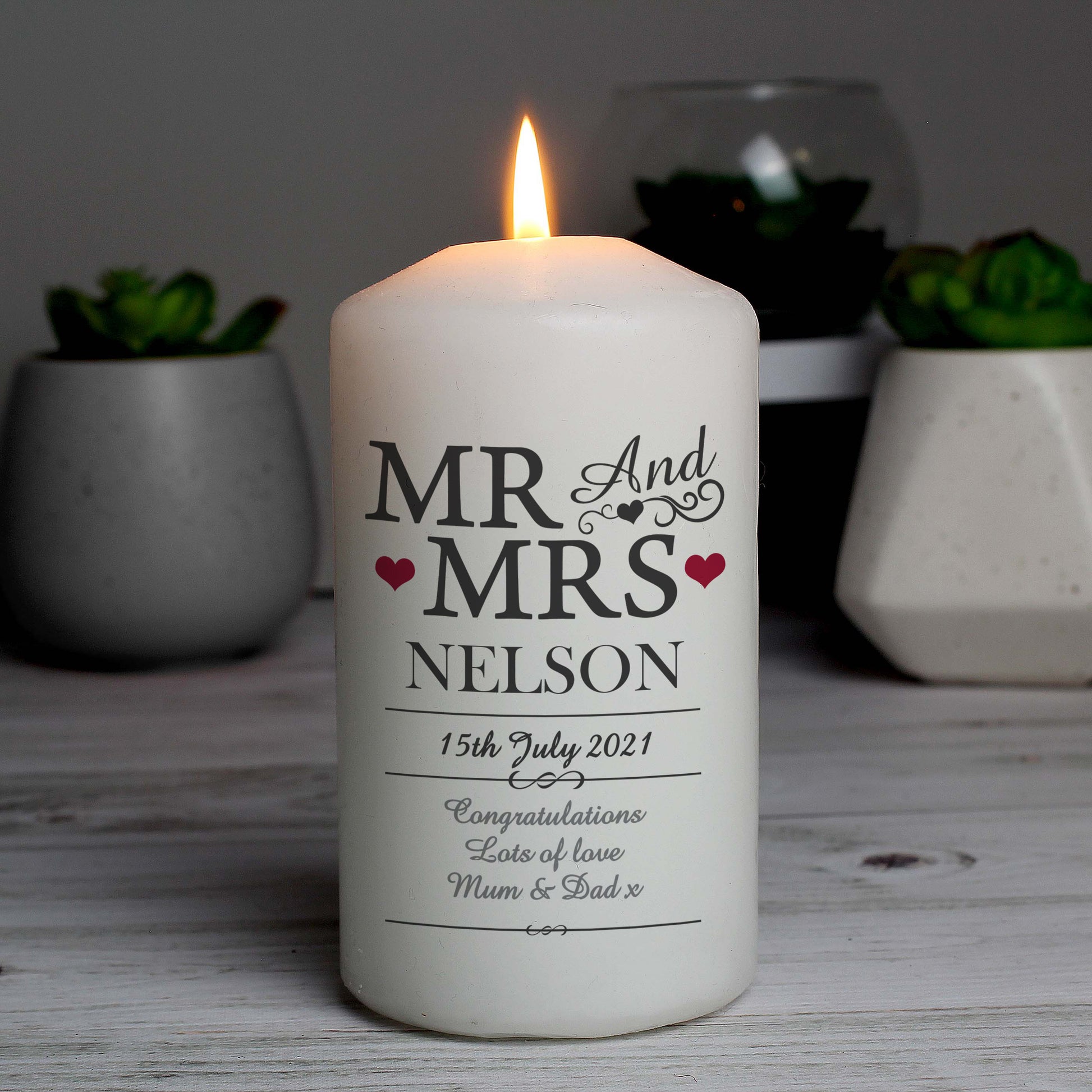 Personalised Mr & Mrs Pillar Candle - image 3