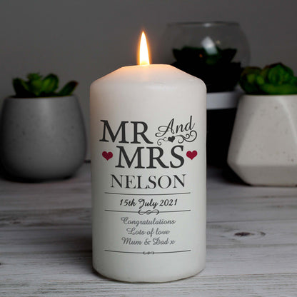 Personalised Mr & Mrs Pillar Candle - image 3