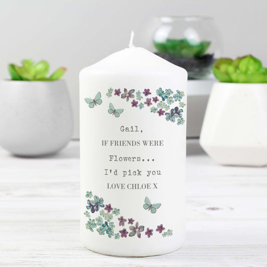 Personalised Forget me not Pillar Candle from Heartfelt Gifts