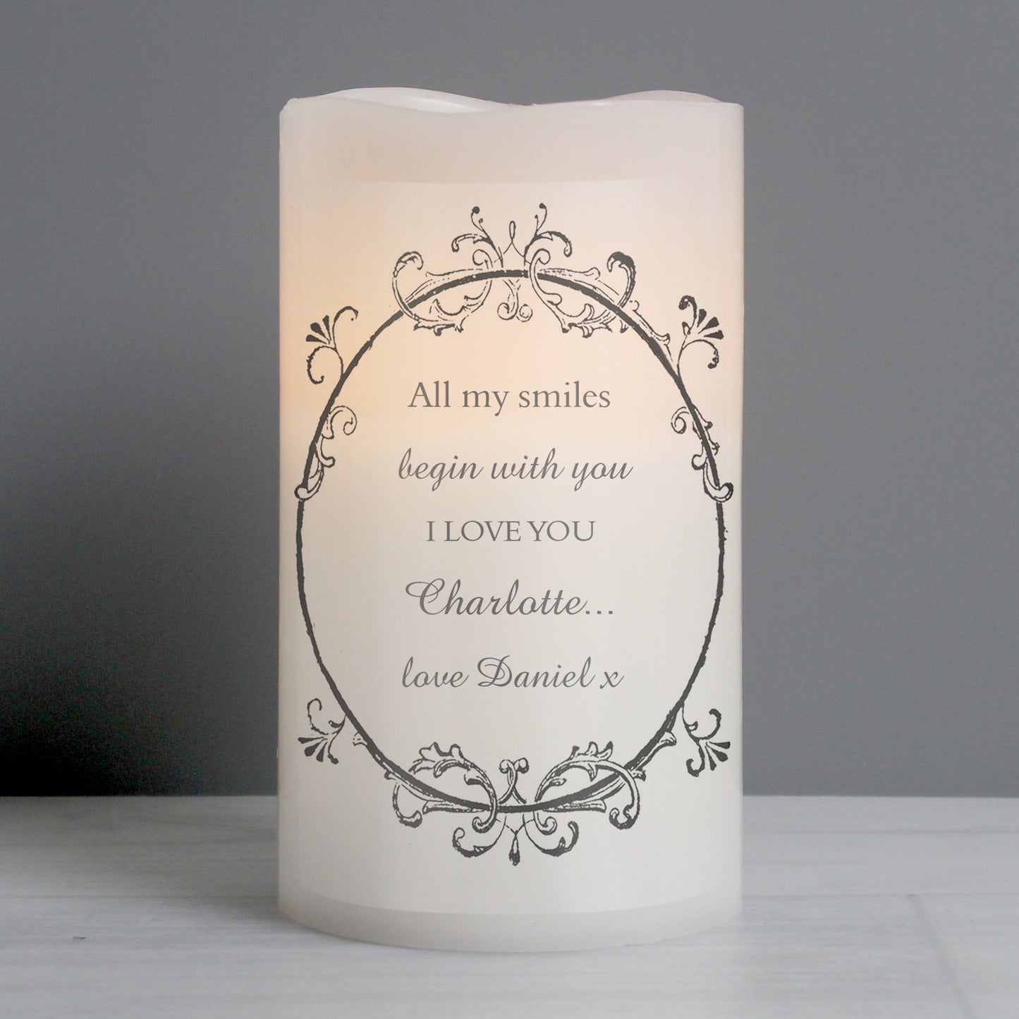 Personalised Ornate Frame LED Candle from Heartfelt Gifts