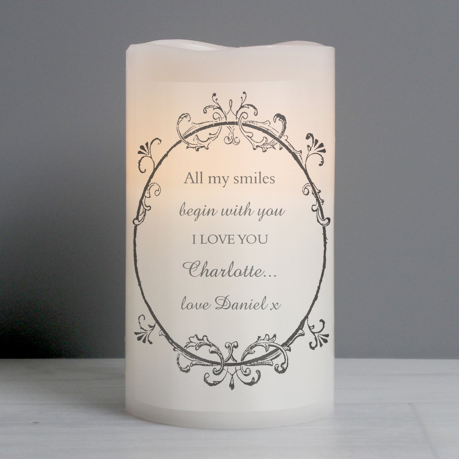 Personalised Ornate Frame LED Candle from Heartfelt Gifts