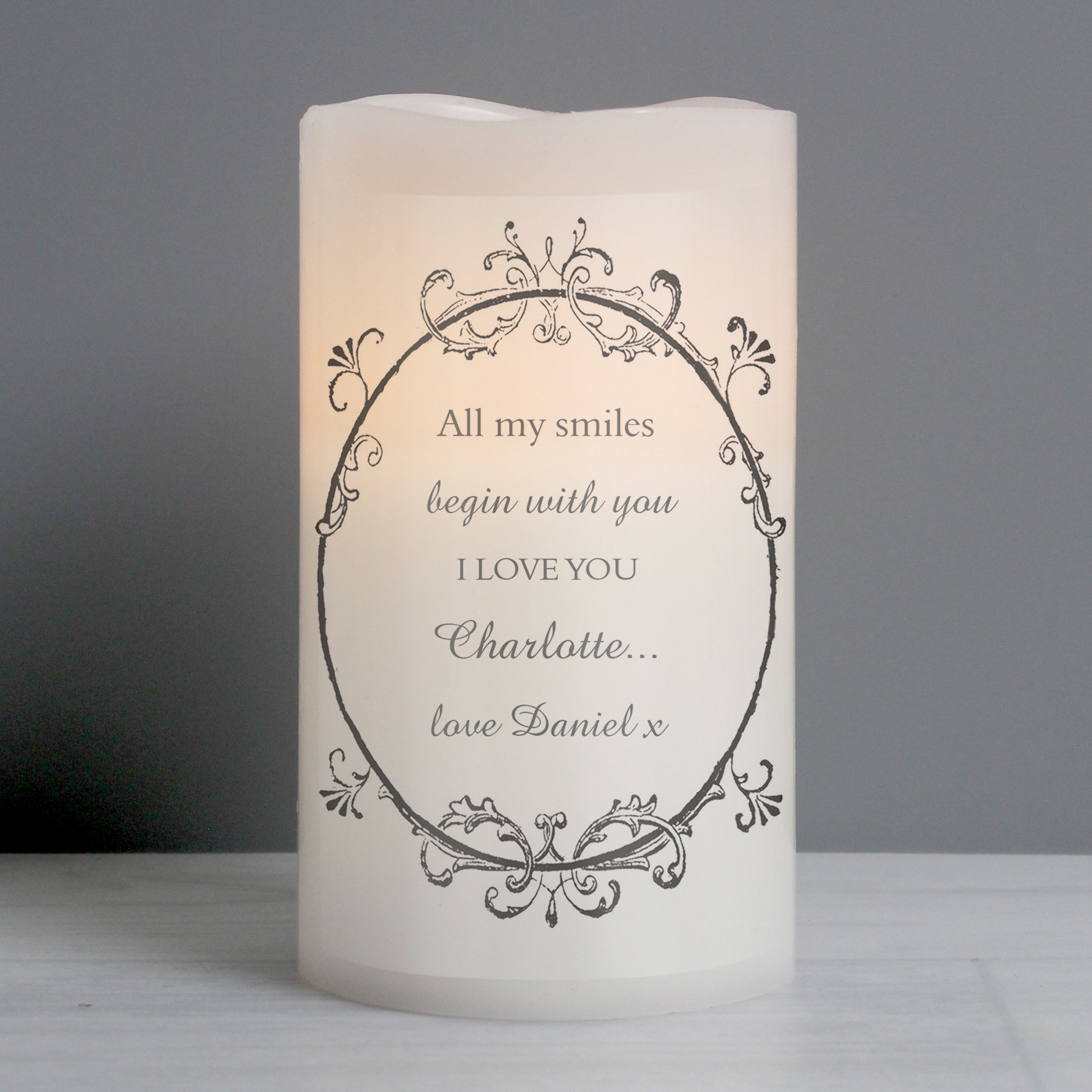 Personalised Ornate Frame LED Candle from Heartfelt Gifts