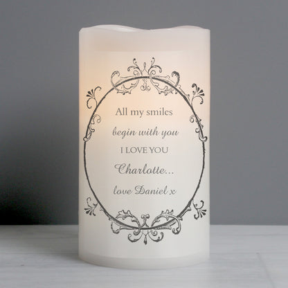 Personalised Ornate Frame LED Candle from Heartfelt Gifts