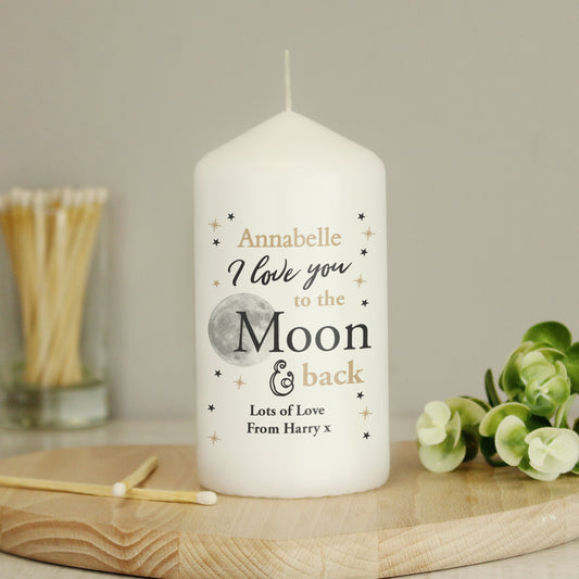 Personalised To the Moon and Back... Pillar Candle from Heartfelt Gifts