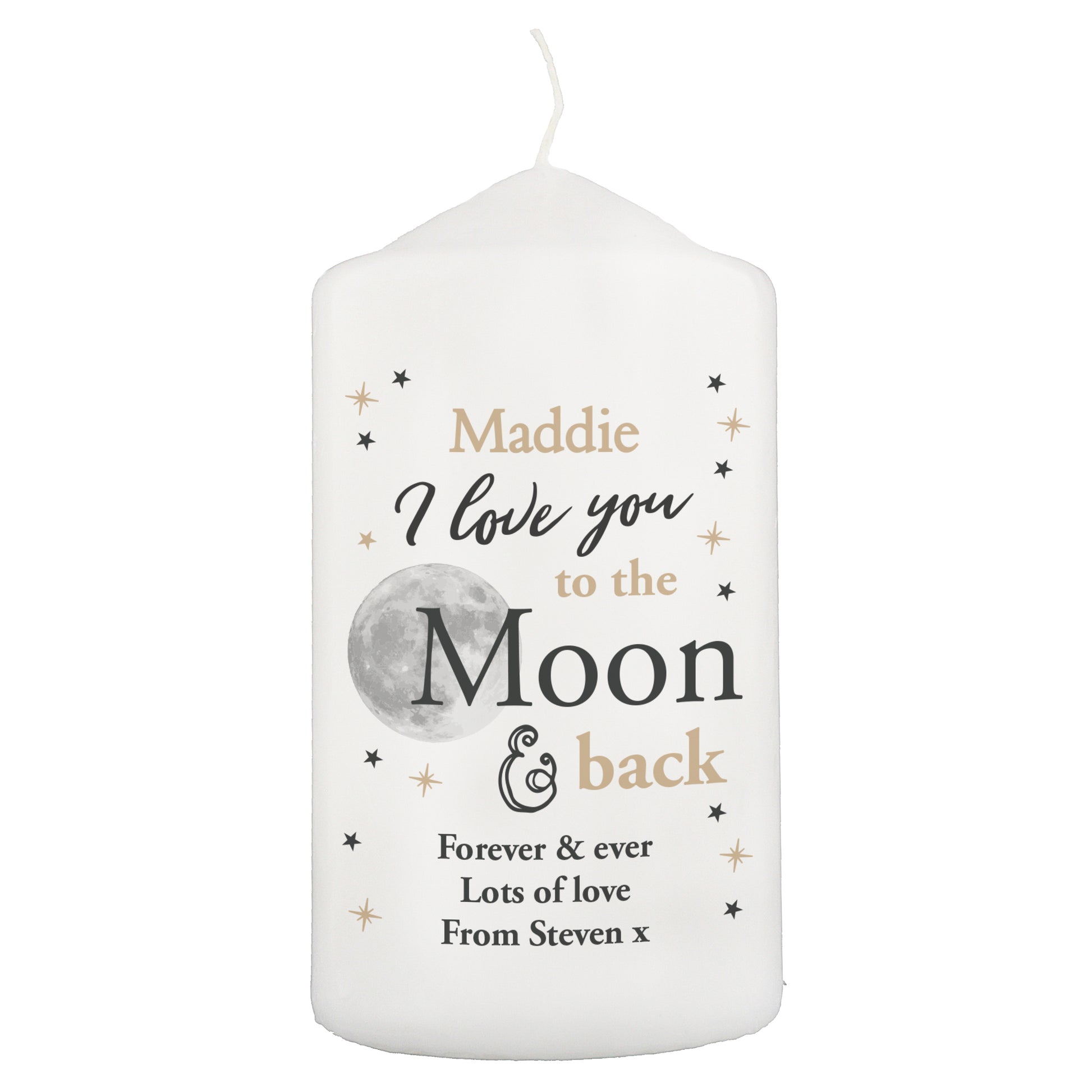 Personalised To the Moon and Back... Pillar Candle - image 5