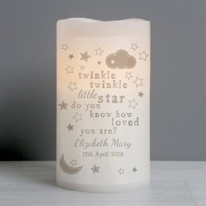 Personalised Twinkle Twinkle Nightlight LED Candle from Heartfelt Gifts