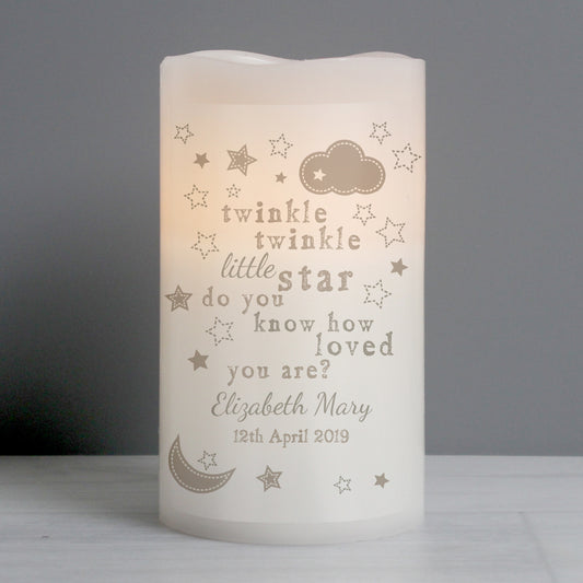 Personalised Twinkle Twinkle Nightlight LED Candle from Heartfelt Gifts