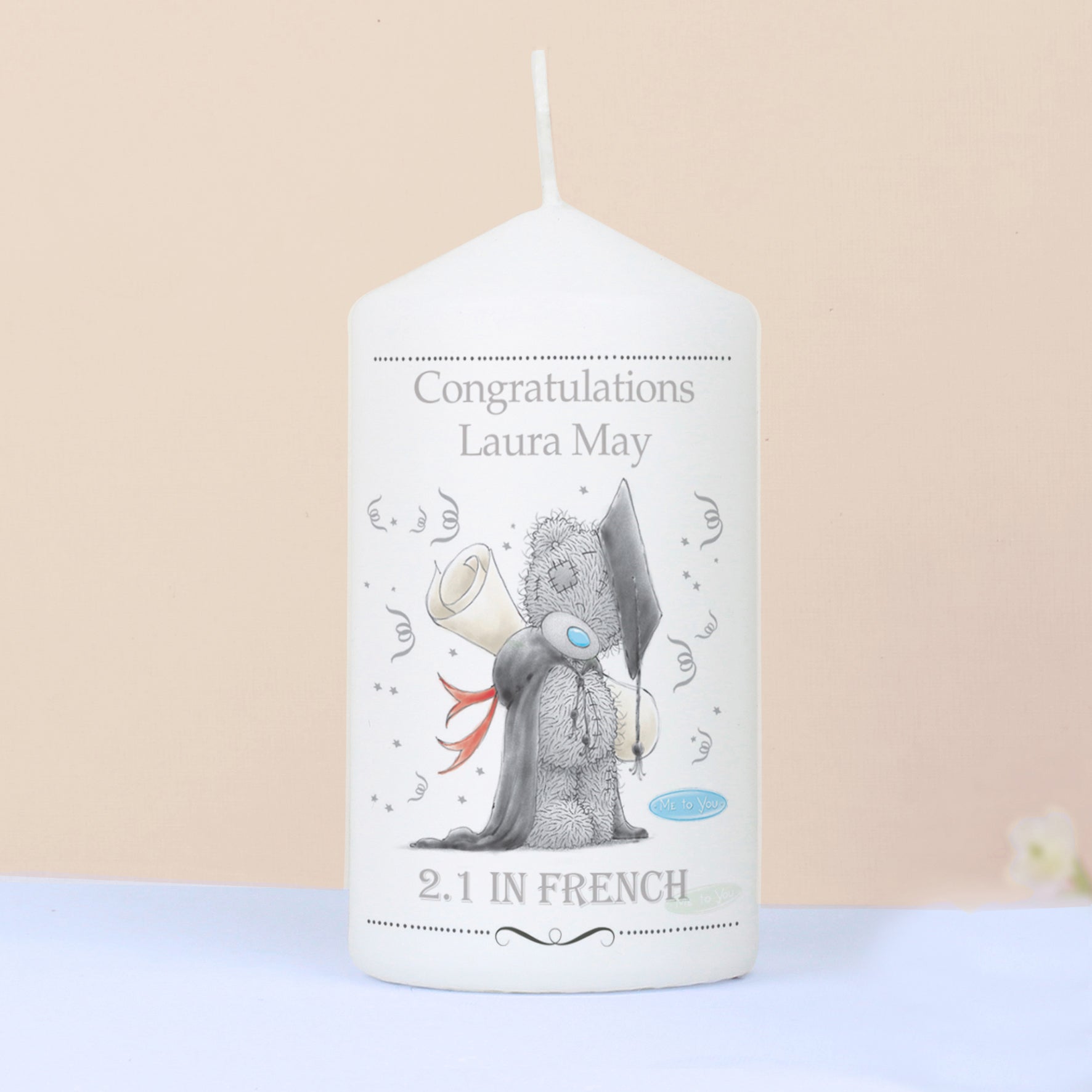 Personalised Me to You Graduation Pillar Candle from Heartfelt Gifts